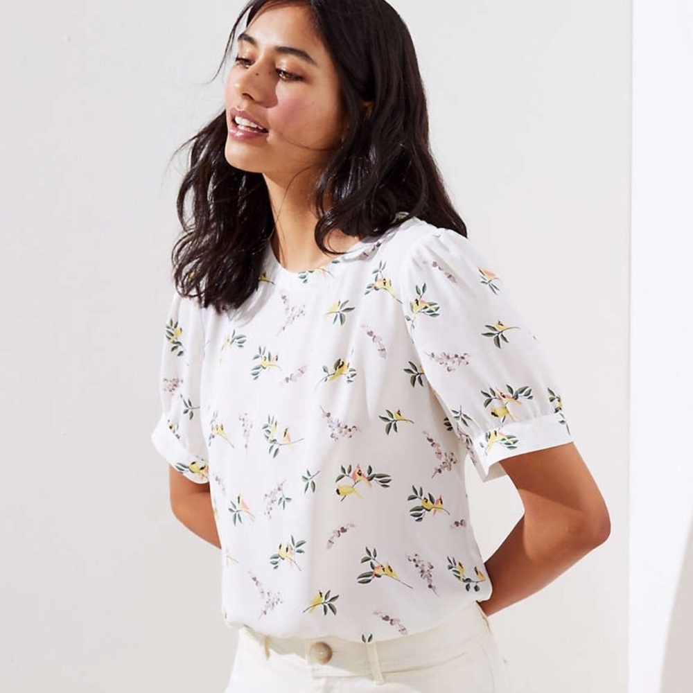 Loft white printed blouse